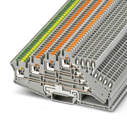 Phoenix Contact PT Series Non-Fused Terminal Block, 12-Way, 12AWG, 26 AWG Wire, 10A Push-in