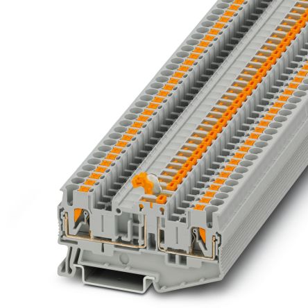 Phoenix Contact 3210157 PT 2 Series Knife Disconnect Terminal Block Grey, 4mm², 1-Level, Push-in