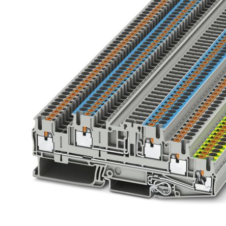 Phoenix Contact 5-Way DIN Rail Earth Terminal Block, 4mm², 12AWG Wire, Push-in, Polyamide Housing