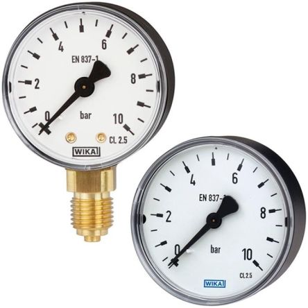 WIKA G 1/4 Threaded Pressure Gauge, 50 mm, 40 bar