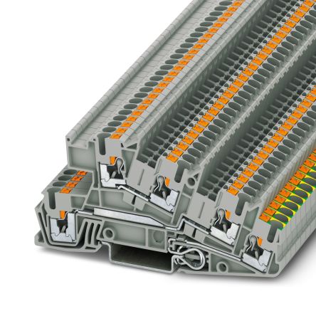 Phoenix Contact 5-Way DIN Rail Earth Terminal Block, 4mm², 12AWG Wire, Push-in, Polyamide Housing