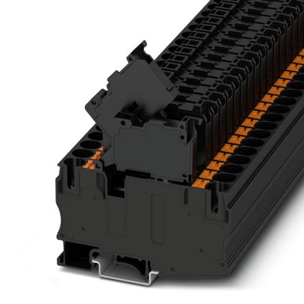 Phoenix Contact 1090617 PT 10 Series Fuse Modular Terminal Block Black, 0.5mm², 16 mm², 1-Level Fused, Push-in