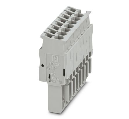 Phoenix Contact SP Series Terminal Plug, 8-Way, 12AWG, 28 AWG Wire, 24A Spring Cage