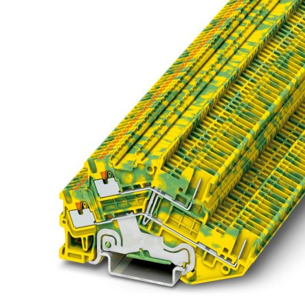 Phoenix Contact 3214518 PTTBS 1.5/S/2PPE Series Earth Terminal Block Yellow, Green, 0.14mm², 1.5 mm², 1-Level, Push-in