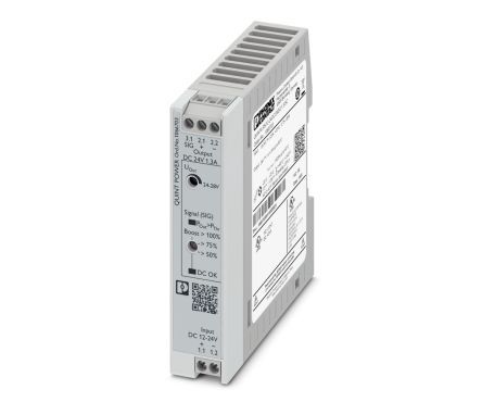 Phoenix Contact QUINT POWER DC/DC Converter, 24V dc/ 1.3 A, 24V dc Input, 12V Input, DIN Rail 30 W, 70 °C Max Temp -25