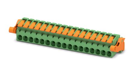 Phoenix Contact Pluggable Terminal Block, 17-Contact, 5.08 mm Pitch, 1 Row, 1110623
