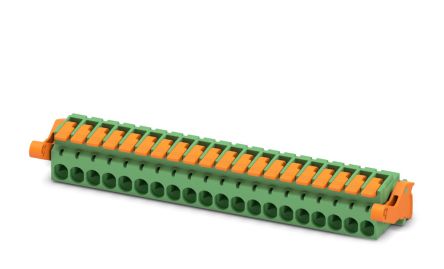 Phoenix Contact Pluggable Terminal Block, 20-Contact, 5.08 mm Pitch, 1 Row, 1110626