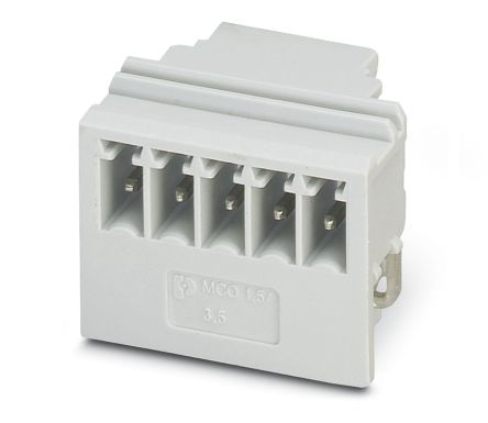 Phoenix Contact 5/5-G1L-3, 5 KMGY, MCO 1 Series Straight Pluggable Terminal Block, 5 Contact(s), 3.5 mm Pitch, 1 Row