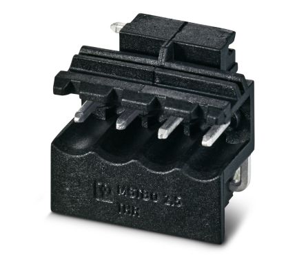 Phoenix Contact 5/4-G1L THRR44 BK, MSTBO 2 Series Right Angle Solder Pluggable Terminal Block, 4 Contact(s), 5 mm Pitch,