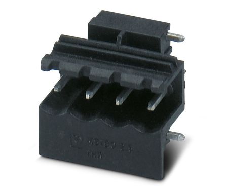 Phoenix Contact 5/4-G1R THRR44 BK, MSTBO 2 Series Right Angle Solder Pluggable Terminal Block, 4 Contact(s), 5 mm Pitch,