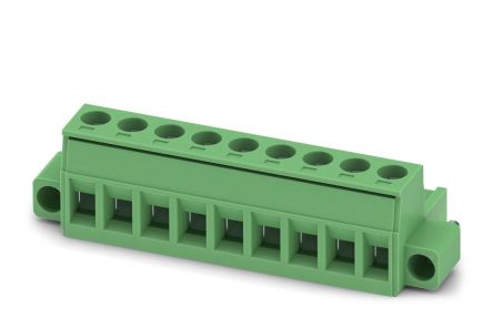 Phoenix Contact Pluggable Terminal Block, 9-Contact, 5.08 mm Pitch, 1 Row, 1778056