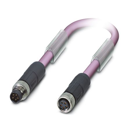 Phoenix Contact Male 5 way M8, Straight to Female 5 way M8 Bus Cable, 1 m