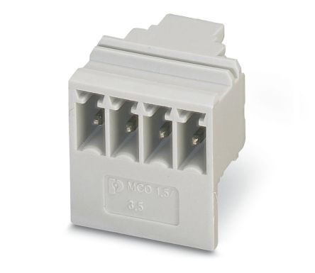 Phoenix Contact Right Angle Pluggable Terminal Block, 4 Contact(s), 3.5 mm Pitch, 1 Row