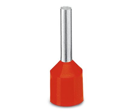 Phoenix Contact, AI-XL 10 -12 RD Insulated Ferrule, 24 mm Pin Length, 4.6 mm Pin Diameter, Red to 8 AWG Wire Size