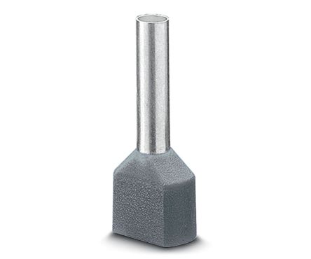 Phoenix Contact Insulated Ferrule, 18.5 mm Pin Length, 2.9 mm Pin Diameter, Grey to 14 AWG Wire Size