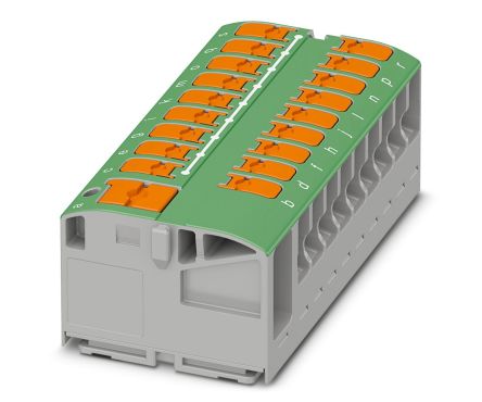 Phoenix Contact Distribution Block, 19 Way, 450V, 24A, Green