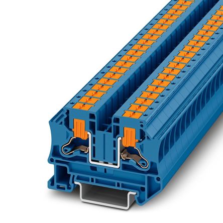 Phoenix Contact 1116735 PTV Series DIN Rail Terminal Block Blue, 6mm², 2-Level, Push-in