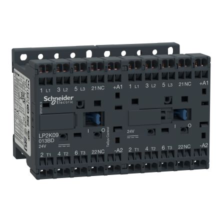 Schneider Electric TeSyS K Reversing Contactor, 24V Coil, 3-Pole, 9 A 24V, 1 NO/1 NC, 690V
