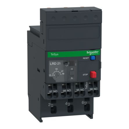 Schneider Electric, TeSyS LR Thermal Overload Relay 1 NO/1 NC, 12A, 18 A F.L.C, 5A Contact Rating