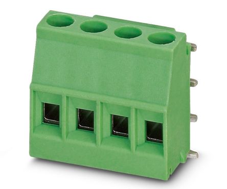 Phoenix Contact 1707247 Series PCB Terminal Block, 4-Contact, 5 mm Pitch, Wave Soldering Mount, 1 Row