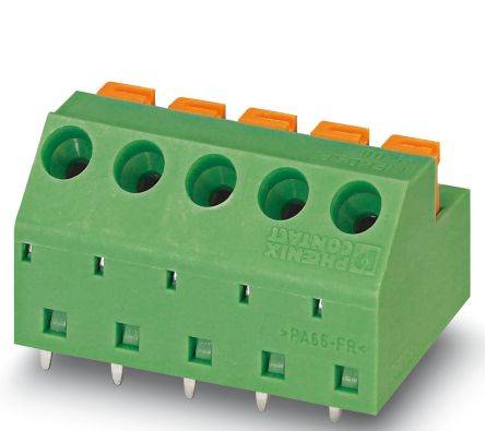Phoenix Contact PCB Terminal Block, 3-Contact, 5.08 mm Pitch, Wave Soldering Mount, 1 Row