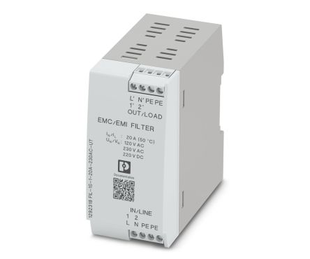Phoenix Contact 20 A 230V ac 50Hz, 60 Hz, DIN Rail EMC Filter, Screw Connection 1 Phase