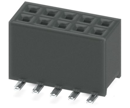 Phoenix Contact 27D/10-SV- 490-1-BR, FQ 1 Series Surface Socket Strip, 1-Contact, 2 Row, 1.27 mm Pitch Surface Mount