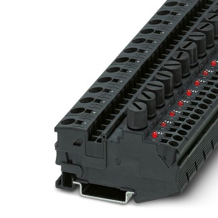 Phoenix Contact 3034251 DT 6/2.5-DREHSILED24 (5X20) Series Modular Terminal Block Black, 2.5mm², 1-Level, Leg Spring
