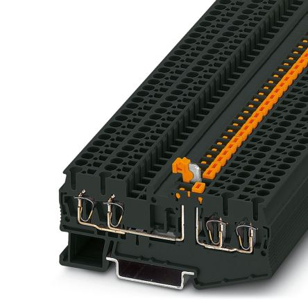 Phoenix Contact 3035030 ST 2.5-QUATTRO-MT BK Series Knife Disconnect Terminal Block Black, 2.5mm², 1-Level, Spring Cage