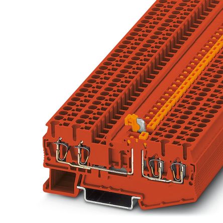 Phoenix Contact 3035043 ST 2.5-QUATTRO-MT RD Series Knife Disconnect Terminal Block Red, 2.5mm², 1-Level, Spring Cage