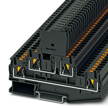 Phoenix Contact 3211901 PTTB 4-HESILED 250-EX (5X20) Series Modular Terminal Block Black, 4mm², 1-Level, Push-in