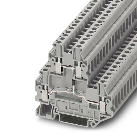 Phoenix Contact 3046650 UTTB 2.5-DIO/O-U Series Component Terminal Block Grey, 2.5mm², 2-Level, Screw