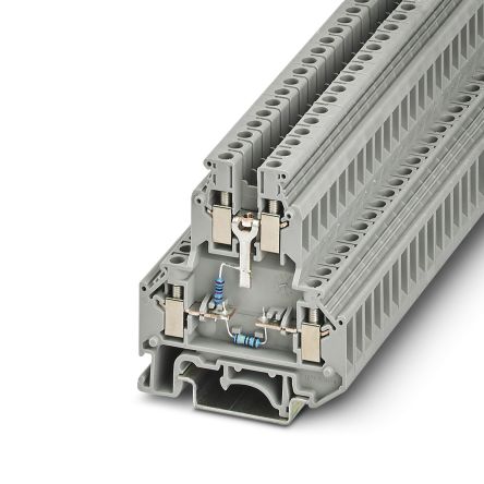 Phoenix Contact 3070613 UKK 5-2R/1K4/UL-UR/10K/O-UL Series Component Terminal Block Grey, 4mm², 2-Level, Screw