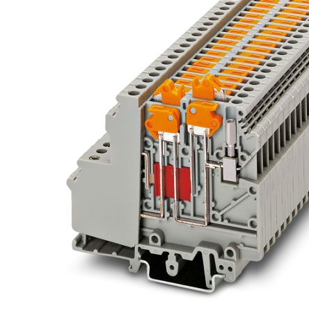Phoenix Contact 3101126 UDMTK 5-TWIN-P/P Series Knife Disconnect Terminal Block Grey, 4mm², 1-Level, Screw