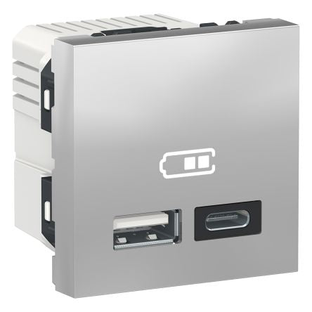 Schneider Electric Grey, 2 Gang, Unica