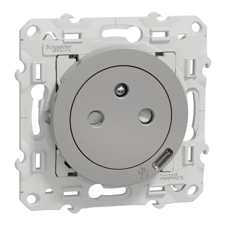 Schneider Electric, Odace 2011 IP20 Grey Light Switch, 2P+PE, Rated At 16A, 250V
