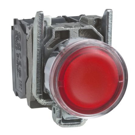 Schneider Electric Harmony XB4 Series Illuminated Push Button Switch, Spring Return, Panel, 22 mm Cutout, SPDT, Red LED,