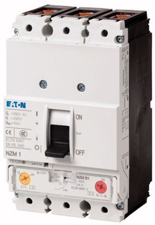 Eaton, xEnergy, NZM1 Molded Case Circuit Breaker 3-Pole 80A, Breaking Capacity 25 kA, DIN Rail
