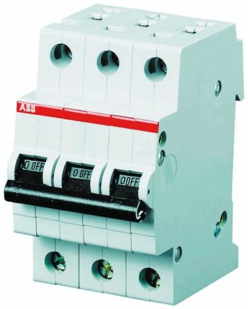 ABB System Pro M Compact S200M Miniature Circuit Breaker, 3-Pole, 50A, Type C, 440V ac AC, 12 V dc DC, 10 kA Breaking