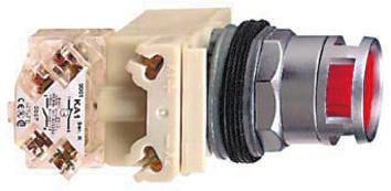 Schneider Electric Harmony 9001K Series Illuminated Push Button Switch, Spring Return, Panel, 30 mm Cutout, SPDT, Yellow