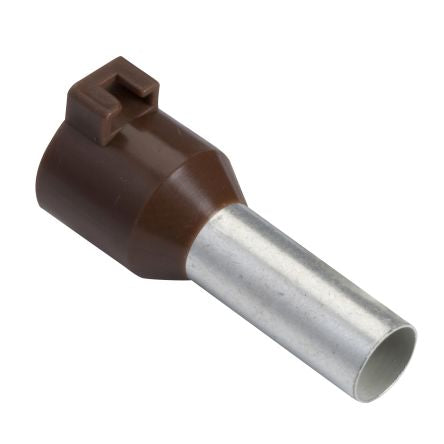 Schneider Electric, Linergy DZ5 Insulated Bootlace Ferrule, 17.5 mm Pin Length, 4.95 mm Pin Diameter, Brown to 8 AWG