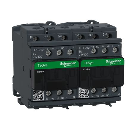 Schneider Electric TeSyS D Contactor, 24V dc Coil, 3-Pole, 12 A, 5.5 kW 24V dc, 3 NO, 690V ac