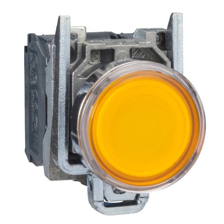 Schneider Electric Harmony Series Illuminated Push Button Switch, Spring Return, Panel, 22 mm Cutout, SPDT, Orange LED