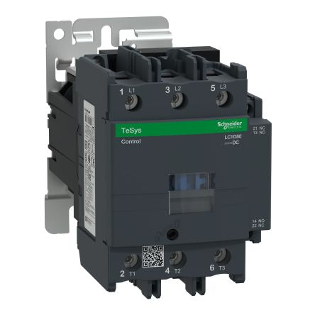 Schneider Electric TeSyS D Contactor, 24V dc Coil, 3-Pole, 80 A, 45 kW 24V dc, 3 NO, 1kV ac