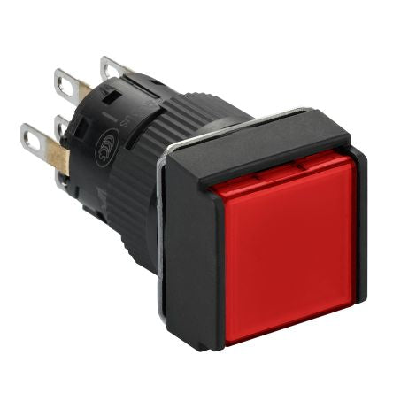 Schneider Electric Harmony Series Illuminated Push Button Switch, Latching, Panel, 16 mm Cutout, DPDT, Red LED, IP65