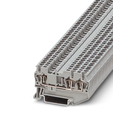 Phoenix Contact 3031128 ST 21.5-TWIN Series Feed Through Terminal Block Grey, 1.5mm², 3-Level, Spring Cage