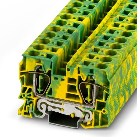 Phoenix Contact 3036165 ST 16-PE Series Earth Terminal Block Yellow, Green, 1.5mm², 25 mm², 1-Level, Spring Cage, ATEX,