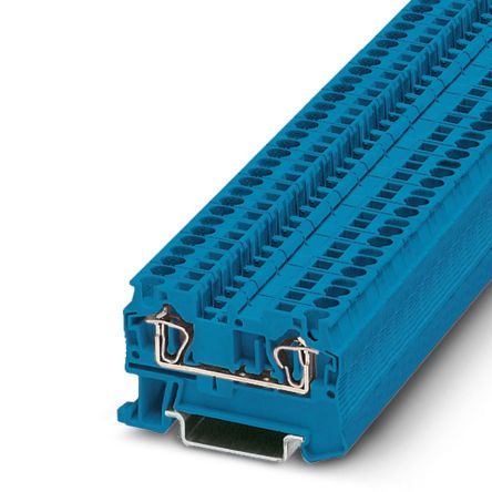 Phoenix Contact 3031377 ST 4 BU Series Feed Through Terminal Block Blue, 0.2mm², 6 mm², 1-Level, Spring Cage