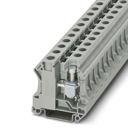 Phoenix Contact 3073827 UTI 16 Series DIN Rail Terminal Block Grey, 25mm², 6 mm², 1-Level, Screw