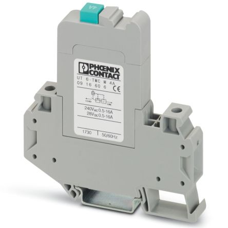 Phoenix Contact CLIPLINE UT 6-TMC Thermal Circuit Breaker - 1-Pole, DIN Rail, 4A Current Rating, 250V ac, 28 V dc